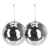 Mega discobal kerstbal - 2x - zilver - 25 cm - foam - spiegelbol - kerstversiering