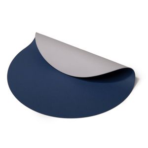 Jay Hill Placemat - Vegan leer - Grijs / Blauw - dubbelzijdig - ø 38 cm