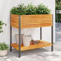 Plantenbak met schap 80x45x80 cm massief acaciahout en staal - thumbnail