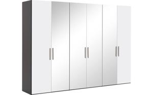 Goossens Kledingkast Easy Storage Ddk, Kledingkast 304 cm breed, 220 cm hoog, 2x draaideur en 4x spiegel draaideur midden