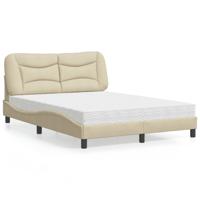 Bed met matras stof crèmekleurig 120x200 cm