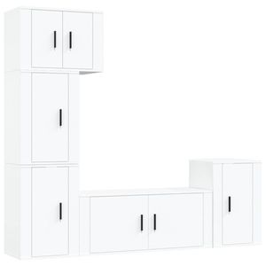 The Living Store Klassieke Televisiekastenset - Tv-meubel - Wit - 57x34.5x40 cm - 100x34.5x40 cm - 40x34.5x60 cm