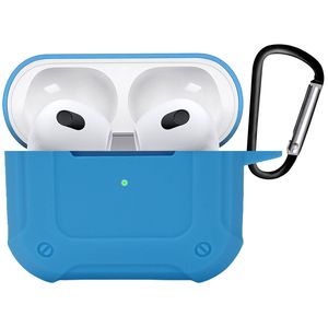 Basey Hoes Voor AirPods 3 Hoesje Shock Case Met Karabijnhaak - AirPods 3 Case Shock Hoes Cover - Licht Blauw