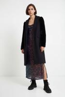 Wollen jas van imitatiebont - BLACK - L