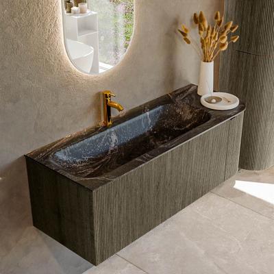Badmeubel Mondiaz Kurve-Dlux | 125 cm cm | Meubelkleur Shadow | Wastafelkleur Lava | Solid surface | Wasbak links zijde spoelbak | 1 kraangat