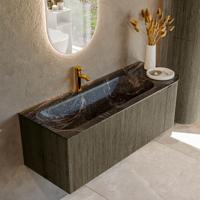 Badmeubel Mondiaz Kurve-Dlux | 125 cm cm | Meubelkleur Shadow | Wastafelkleur Lava | Solid surface | Wasbak links zijde spoelbak | 1 kraangat