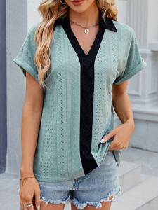 Casual Color Block Loose Shirt