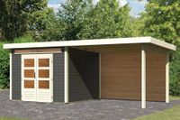 Woodfeeling | Tuinhuis Kandern 6 met Overkapping 3,2 en Achterwand | Terragrijs