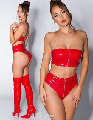 * KOUCLA Rode latexlook Hotpants met rits, IS206611 (L)