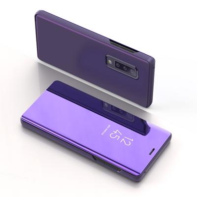 Voor Galaxy A90 5G galvaniseren spiegel horizontale Flip PU lederen draagtas met houder (paars blauw)