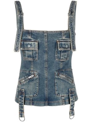 Blumarine haut corset en jean à poches multiples - Bleu