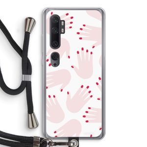Hands pink: Xiaomi Mi Note 10 Pro Transparant Hoesje met koord