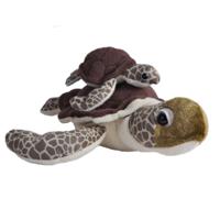 Wild Republic pluche knuffel dier familie zeeschildpadden - 36 cm - moeder en kind