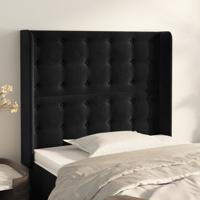 Hoofdbord met randen 93x16x118/128 cm fluweel zwart