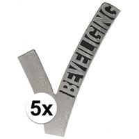 Beveiligings embleem V - 5x - metaal - 6,5 cm - Security broche - zilver - beveiligers - thumbnail