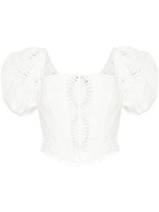 Charo Ruiz Ibiza haut-corset Nivak en broderie anglaise - Blanc