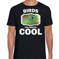 T-shirt birds are serious cool zwart heren - vogels/ kolibrie vogel vliegend shirt 2XL  -
