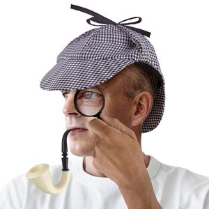 Funny Fashion Detective verkleedset - vergrootglas/pijp/pet - voor volwassenen - Verkleedattributen