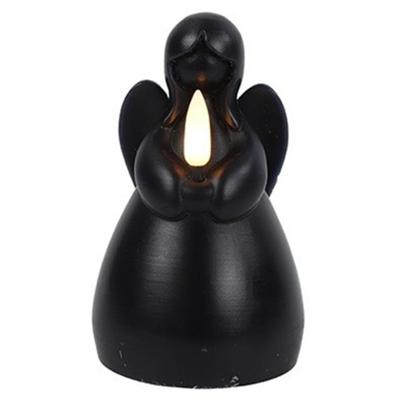 Countryfield LED kaars engel - zwart - H11,5 cm - wax kaars op batterijen - kerst thema