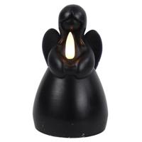 Countryfield LED kaars engel - zwart - H11,5 cm - wax kaars op batterijen - kerst thema