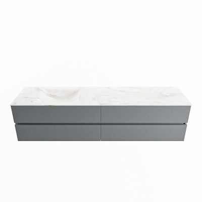 MONDIAZ VICA-DLUX 200cm badmeubel onderkast Plata 4 lades. Inbouw wastafel CLOUD links zonder kraangat, kleur Ostra.