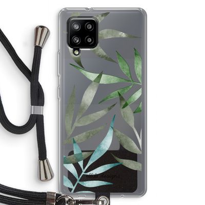 Tropical watercolor leaves: Samsung Galaxy A42 5G Transparant Hoesje met koord