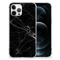 iPhone 12 Pro Max Anti-Shock Hoesje Marmer Zwart - Origineel Cadeau Vader