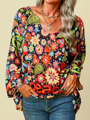 Printed Vintage Long Sleeve Top