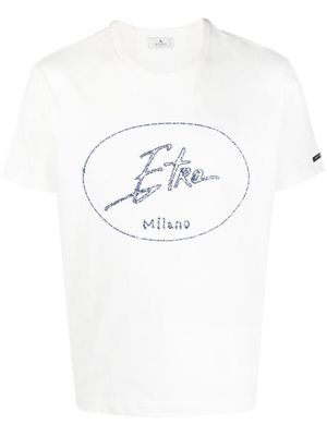 ETRO t-shirt en coton à logo brodé - Blanc