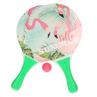 Groene beachball set met flamingoprint buitenspeelgoed