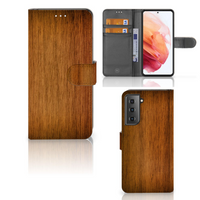 Samsung Galaxy S21 Book Style Case Donker Hout