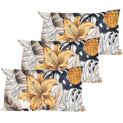 Buitenkussen bloem - 3x - geel - 30 x 50 x 10 cm - Water en UV bestendig