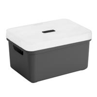 Sunware Opbergbox / mand - antraciet - 5L - kunststof - transparante deksel - 25x18x12 cm