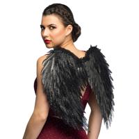 Carnaval/halloween verkleed engelen Glam vleugels - zwart - 55 cm - dames
