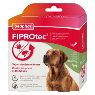 Beaphar Fiprotec Spot-On voor honden van 20 tot 40 kg 4 pipetten