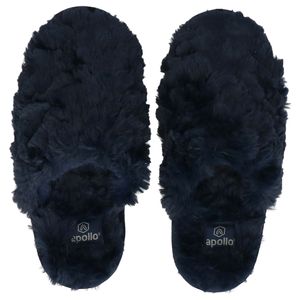 Dames instap slippers/pantoffels donker blauw maat 39-40