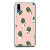 Cactusprint roze: Huawei P20 Transparant Hoesje