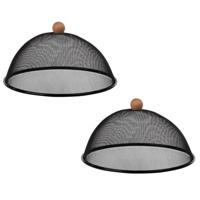 Vliegenkap voor voedsel - 3x - zwart - 30 cm - metaal - voedselkap - tegen insecten