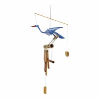 Bamboe Windgong Vogel Blauw (105 x 40 x 19 cm) - thumbnail