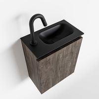 Toiletmeubel Mondiaz Ture | 40 cm | Meubelkleur Dark brown | Eden wastafel Urban Rechts | 1 kraangat