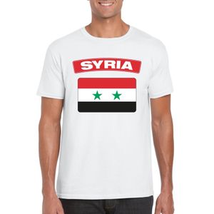 T-shirt met Syrische vlag wit heren