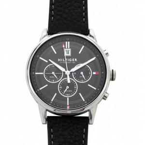 Tommy Hilfiger Herenhorlogemet zwarte leren band, 43 mm
