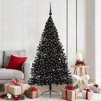 VidaXL Kunstmatig voorverlicht kerstboom met 300 led zwart 180 cm pvc
