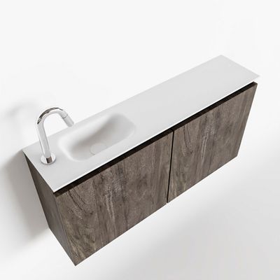 Toiletmeubel Mondiaz Ture | 100 cm | Meubelkleur Dark brown | Eden wastafel Talc Links | 1 kraangat