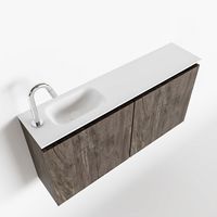 Toiletmeubel Mondiaz Ture | 100 cm | Meubelkleur Dark brown | Eden wastafel Talc Links | 1 kraangat
