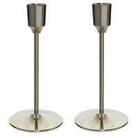 Set van 3x stuks luxe diner kaarsen staande kandelaar aluminium kleur zilver 20 cm - thumbnail