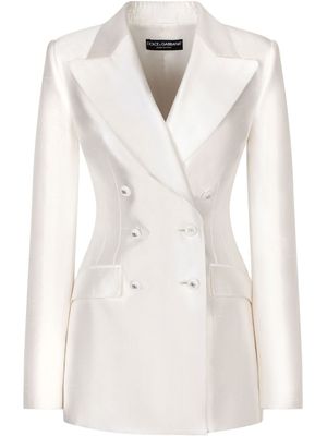 Dolce & Gabbana blazer croisé en soie - Blanc