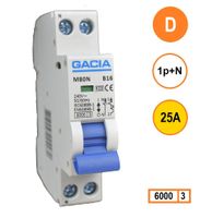 GACIA M80N-D25 installatieautomaat 1p+n D25 6kA (18mm)