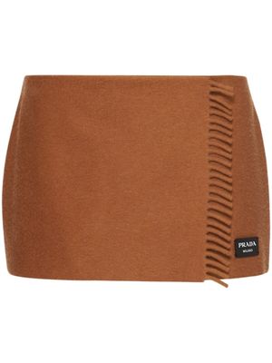 Prada minijupe portefeuille en cachemire - Orange