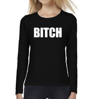 Dames fun text t-shirt long sleeve BITCH zwart 2XL  - - thumbnail